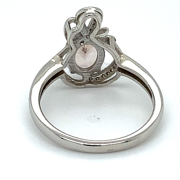 Morganite .92ct Platinum Finish Solid Silver Ring - Picture 4 of 6